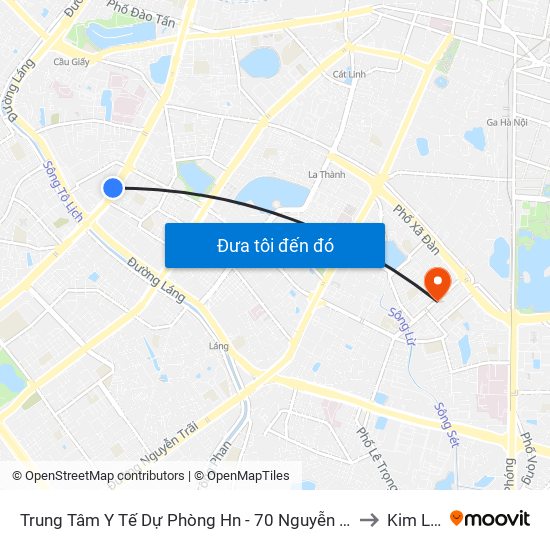 Trung Tâm Y Tế Dự Phòng Hn - 70 Nguyễn Chí Thanh to Kim Liên map