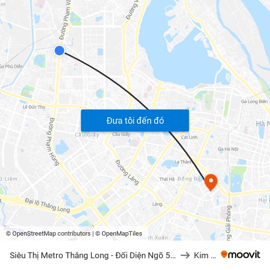 Siêu Thị Metro Thăng Long - Đối Diện Ngõ 599 Phạm Văn Đồng to Kim Liên map