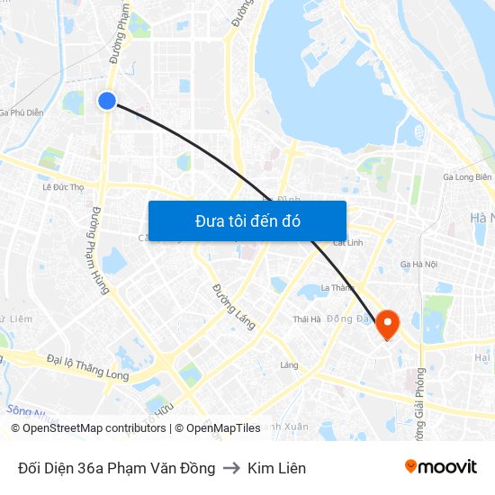 Đối Diện 36a Phạm Văn Đồng to Kim Liên map
