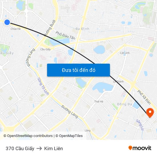 370 Cầu Giấy to Kim Liên map