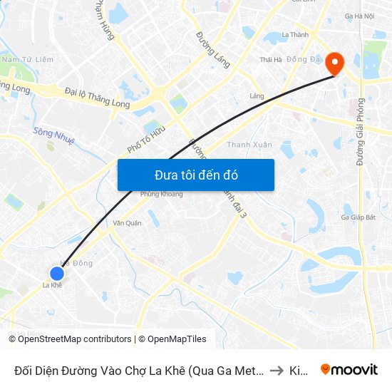Đối Diện Đường Vào Chợ La Khê (Qua Ga Metro La Khê) - 405 Quang Trung (Hà Đông) to Kim Liên map