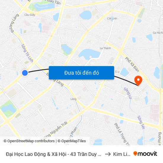 Đại Học Lao Động & Xã Hội - 43 Trần Duy Hưng to Kim Liên map