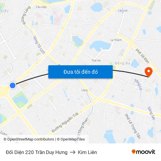 Đối Diện 220 Trần Duy Hưng to Kim Liên map