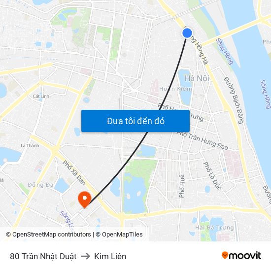 80 Trần Nhật Duật to Kim Liên map