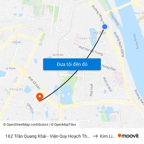 162 Trần Quang Khải - Viện Quy Hoạch Thủy Lợi to Kim Liên map