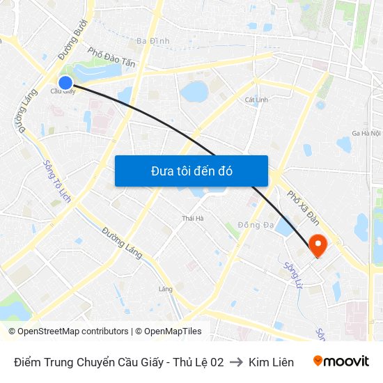 Điểm Trung Chuyển Cầu Giấy - Thủ Lệ 02 to Kim Liên map