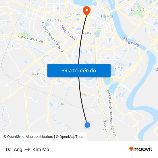 Đại Áng to Kim Mã map