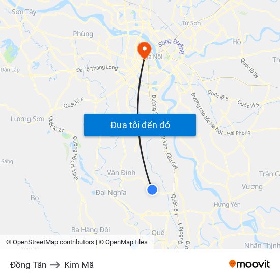 Đồng Tân to Kim Mã map