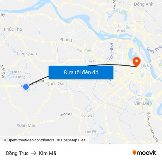 Đồng Trúc to Kim Mã map