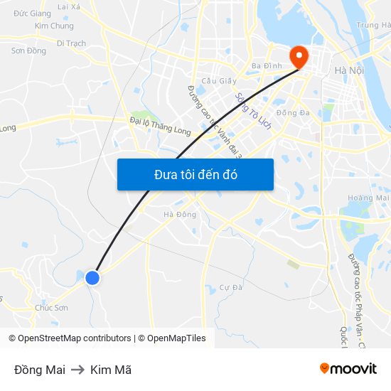 Đồng Mai to Kim Mã map