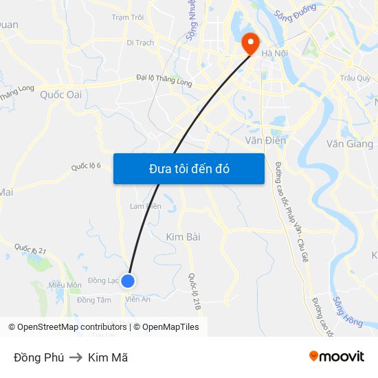 Đồng Phú to Kim Mã map
