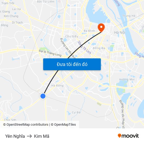Yên Nghĩa to Kim Mã map