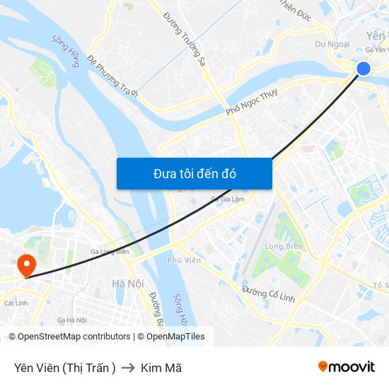 Yên Viên (Thị Trấn ) to Kim Mã map