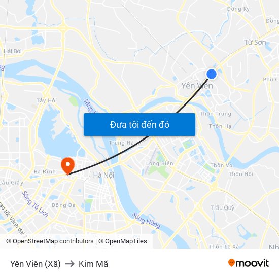 Yên Viên (Xã) to Kim Mã map