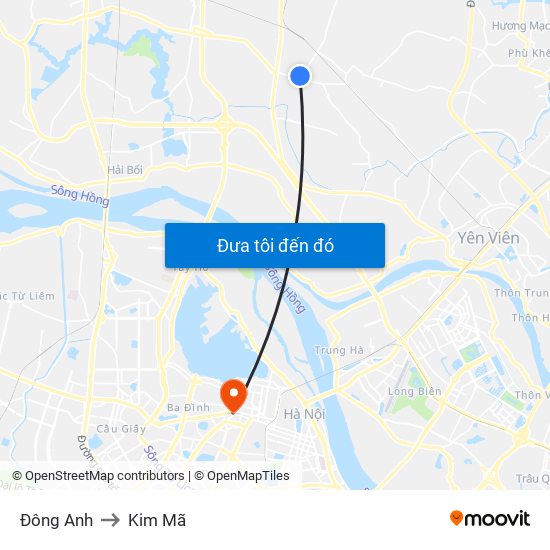 Đông Anh to Kim Mã map