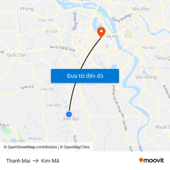 Thanh Mai to Kim Mã map