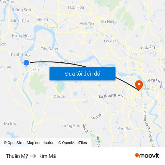 Thuần Mỹ to Kim Mã map