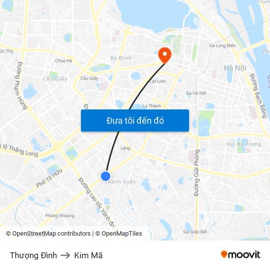 Thượng Đình to Kim Mã map