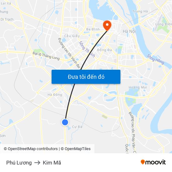 Phú Lương to Kim Mã map