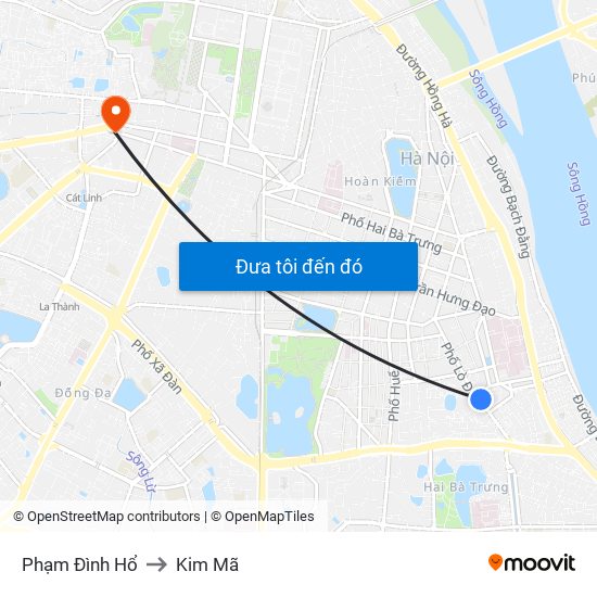 Phạm Đình Hổ to Kim Mã map