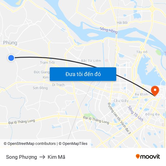 Song Phượng to Kim Mã map