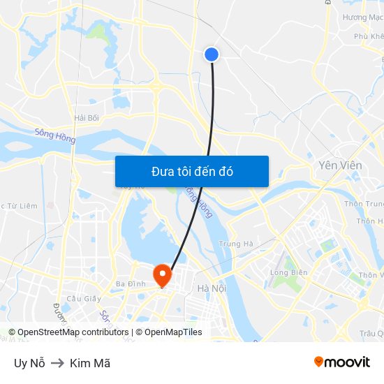 Uy Nỗ to Kim Mã map