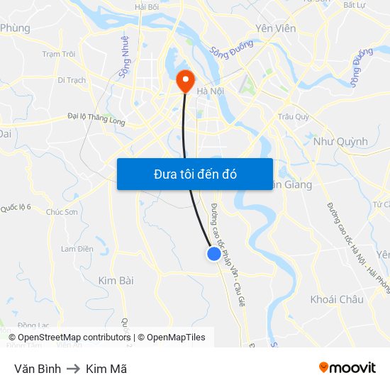 Văn Bình to Kim Mã map
