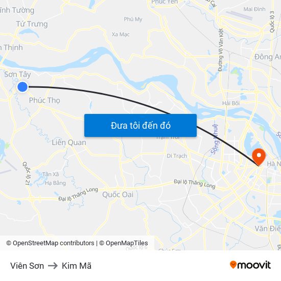 Viên Sơn to Kim Mã map