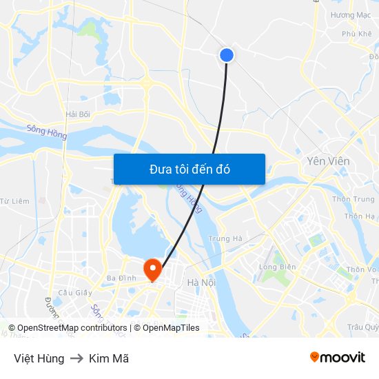 Việt Hùng to Kim Mã map