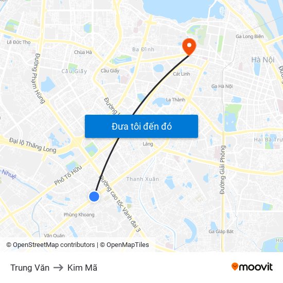 Trung Văn to Kim Mã map