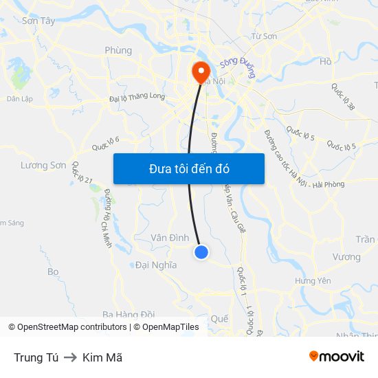 Trung Tú to Kim Mã map