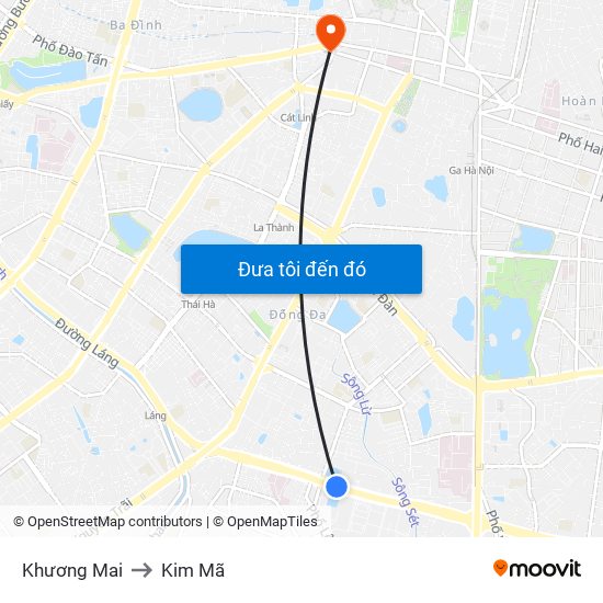 Khương Mai to Kim Mã map