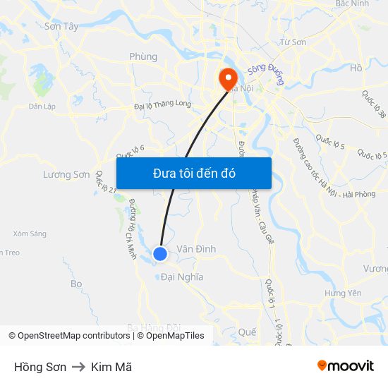 Hồng Sơn to Kim Mã map