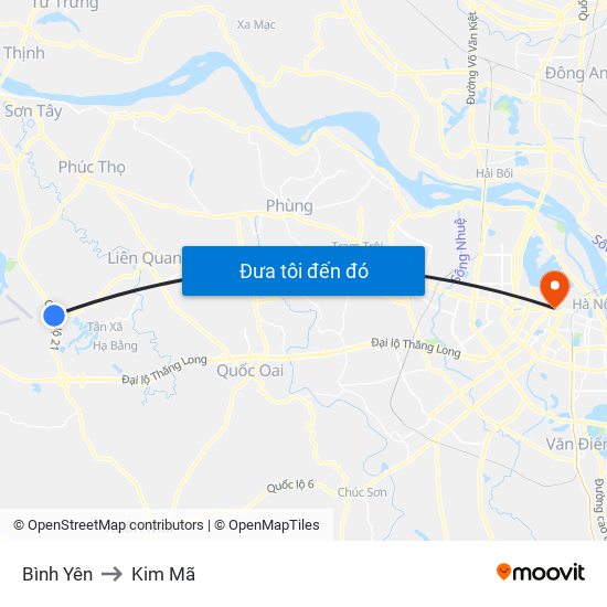 Bình Yên to Kim Mã map