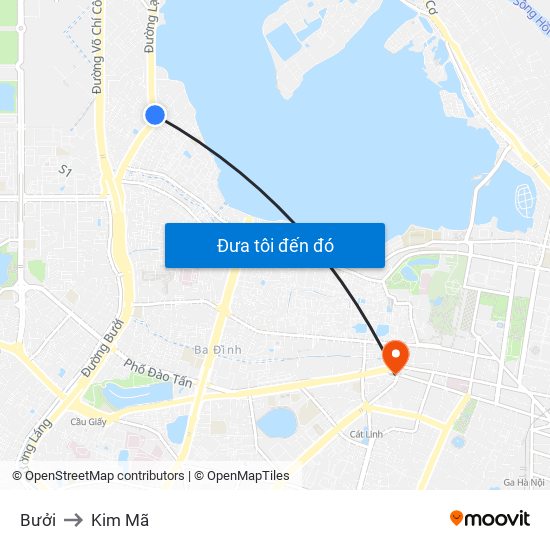 Bưởi to Kim Mã map