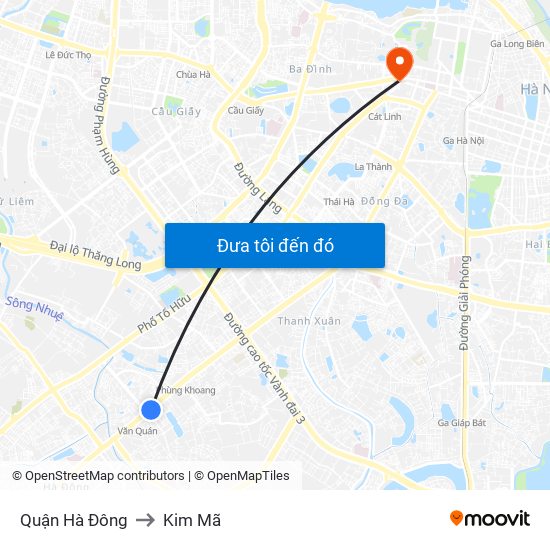 Quận Hà Đông to Kim Mã map