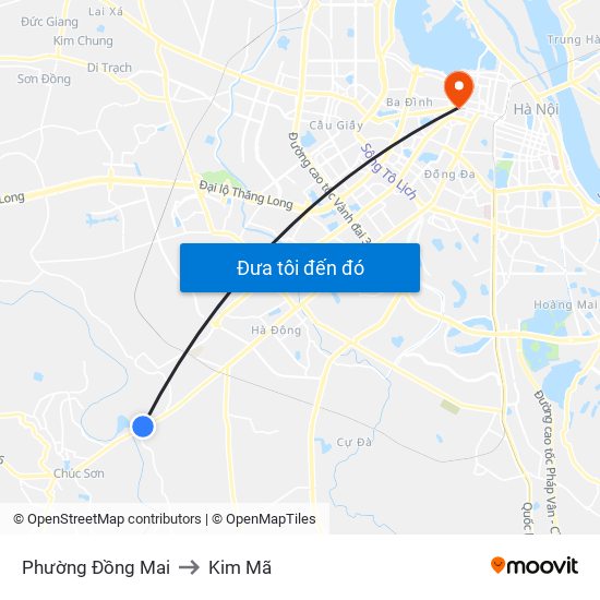 Phường Đồng Mai to Kim Mã map