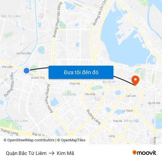 Quận Bắc Từ Liêm to Kim Mã map