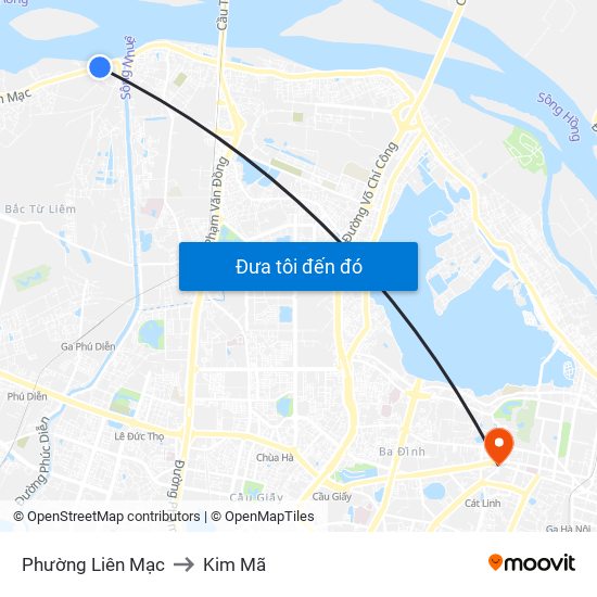 Phường Liên Mạc to Kim Mã map