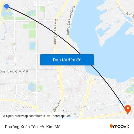 Phường Xuân Tảo to Kim Mã map