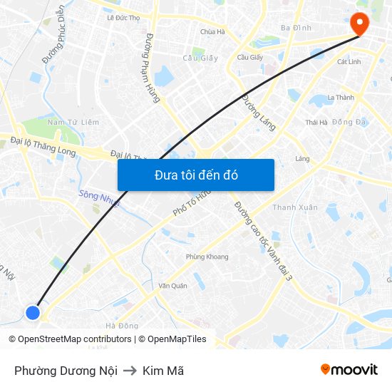 Phường Dương Nội to Kim Mã map