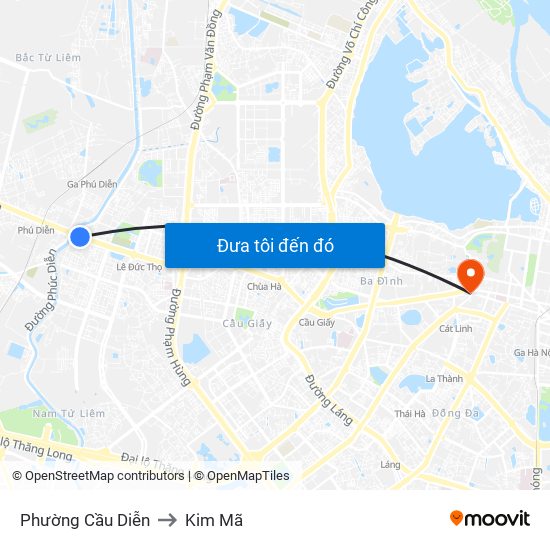 Phường Cầu Diễn to Kim Mã map