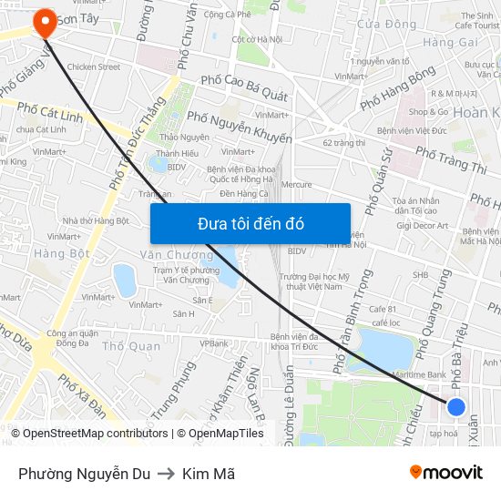 Phường Nguyễn Du to Kim Mã map