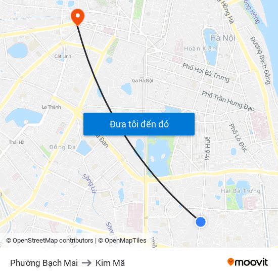 Phường Bạch Mai to Kim Mã map