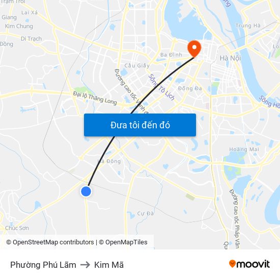 Phường Phú Lãm to Kim Mã map