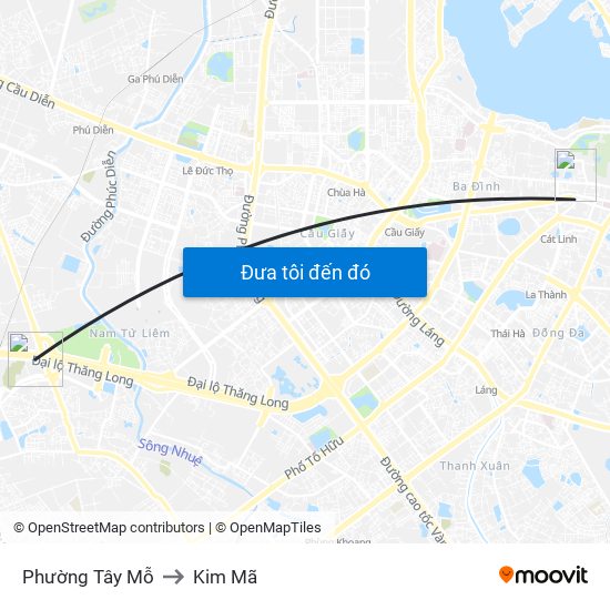 Phường Tây Mỗ to Kim Mã map