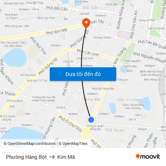 Phường Hàng Bột to Kim Mã map