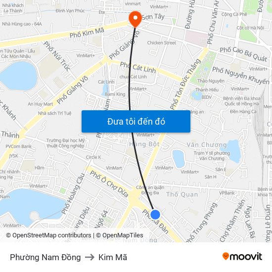Phường Nam Đồng to Kim Mã map