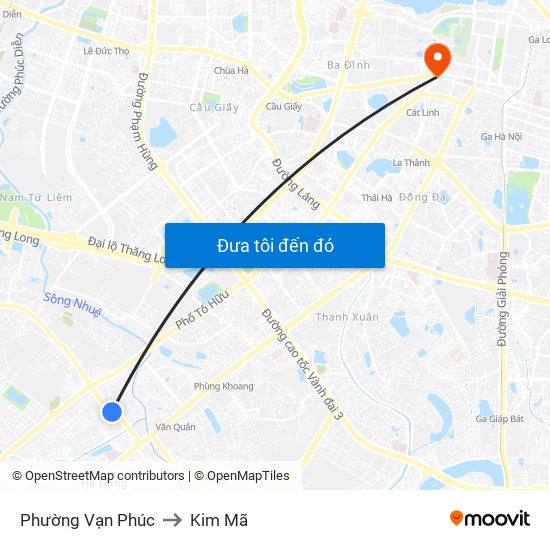 Phường Vạn Phúc to Kim Mã map