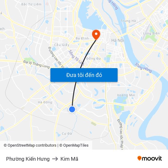 Phường Kiến Hưng to Kim Mã map